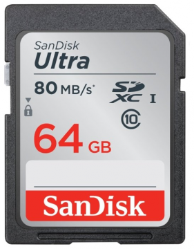 SanDisk Ultra SDXC klase 10 UHS-I 80 MB / s 64 GB